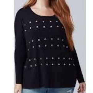 NWT Lane Bryant 18/20 Black sweater metal grommet